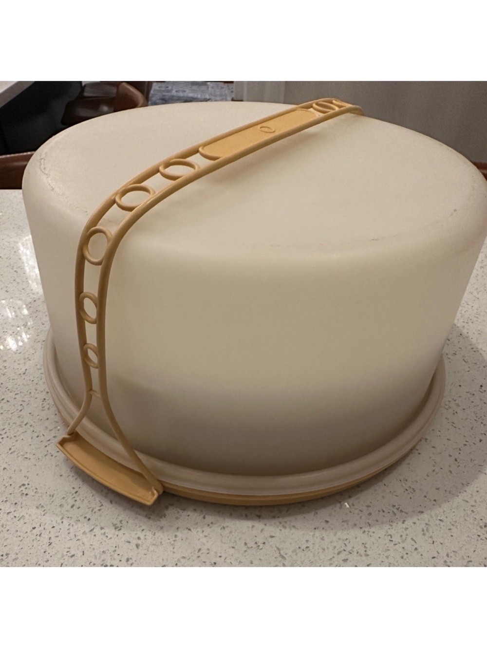 Tupperware Cream and Tan Cake Carrier with Handle